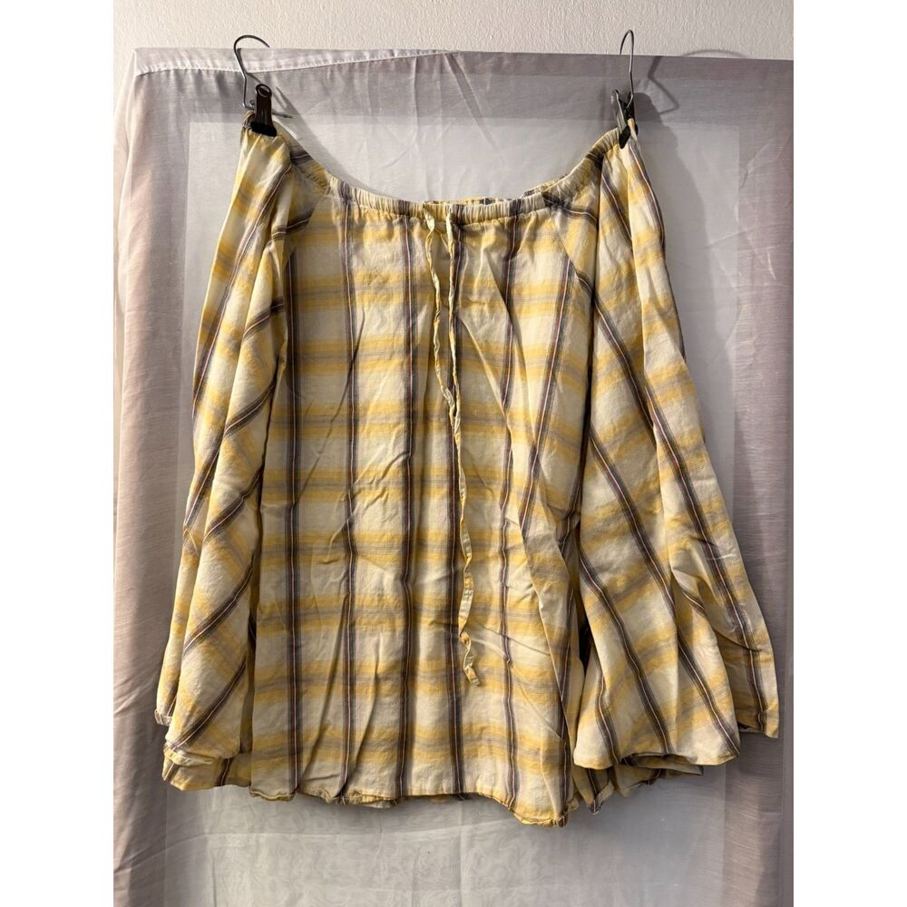 Diesel Yellow Gray Plaid Skirt Gathered Waist